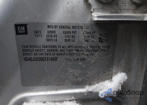 2012 Buick Lacrosse Touring Group z USA, uszkodzony, nr VIN 1G4GJ5E36CF214905